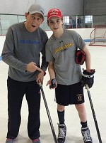 Sam Colangelo destroys the puck into 2 pieces